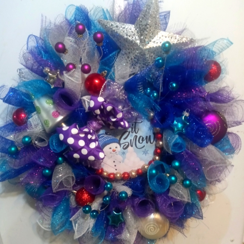 Let it snow christmas snowman wreath